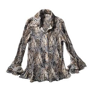 Cato Sheer Zebra Print Button-Up Shirt | Size Large | EUC